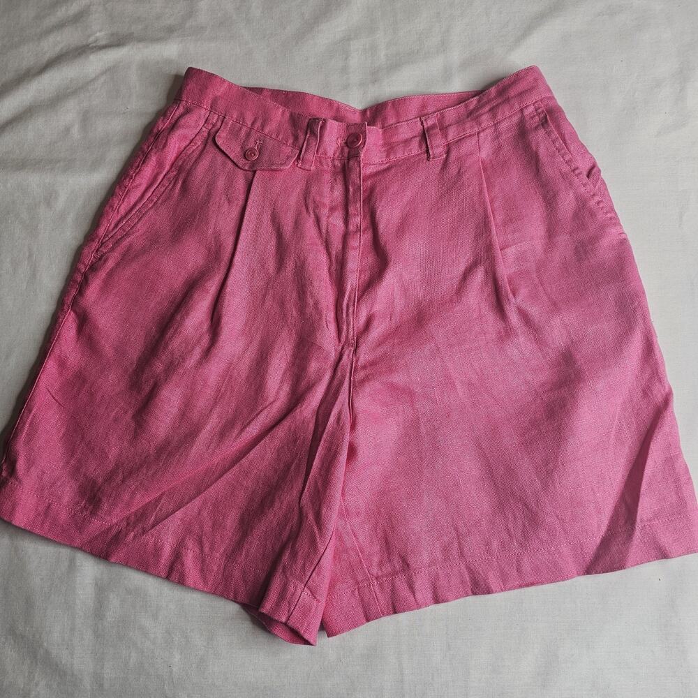 Ralph Lauren Women's Chino Shorts Hot Pink 8 Linen Coastal Summer Festival